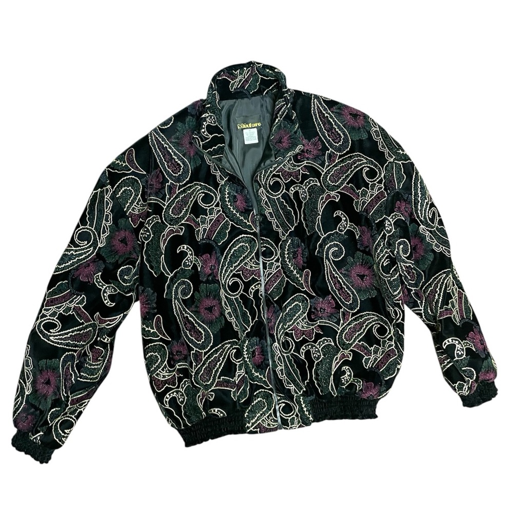 Vintage MIXTURE Paisley Velvet Bomber Jacket Women's M